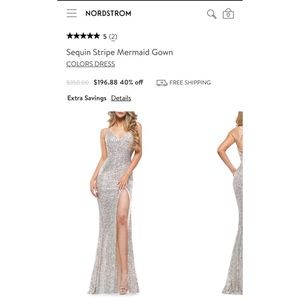 Sequin Stripe Mermaid Gown